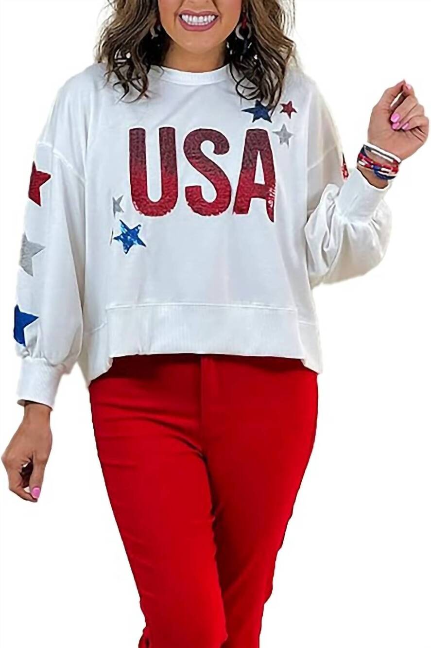 NEW MARY SQUARE millie usa sweatshirt in white multi